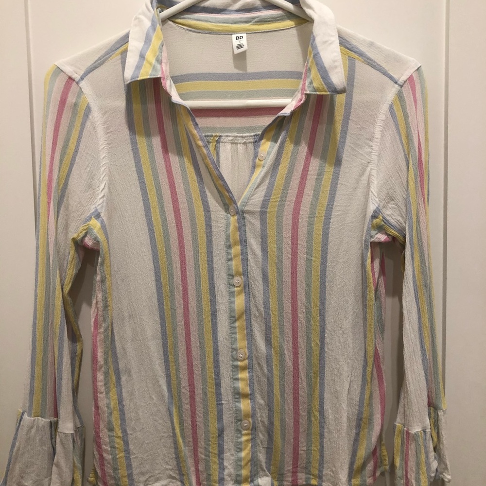 Striped Bell-Sleeved Blouse